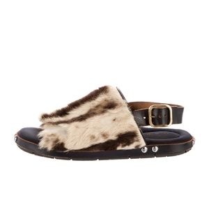 Marni Calf Hair Animal Printed Sandals Fussbett Sandals US 9/EUR 39